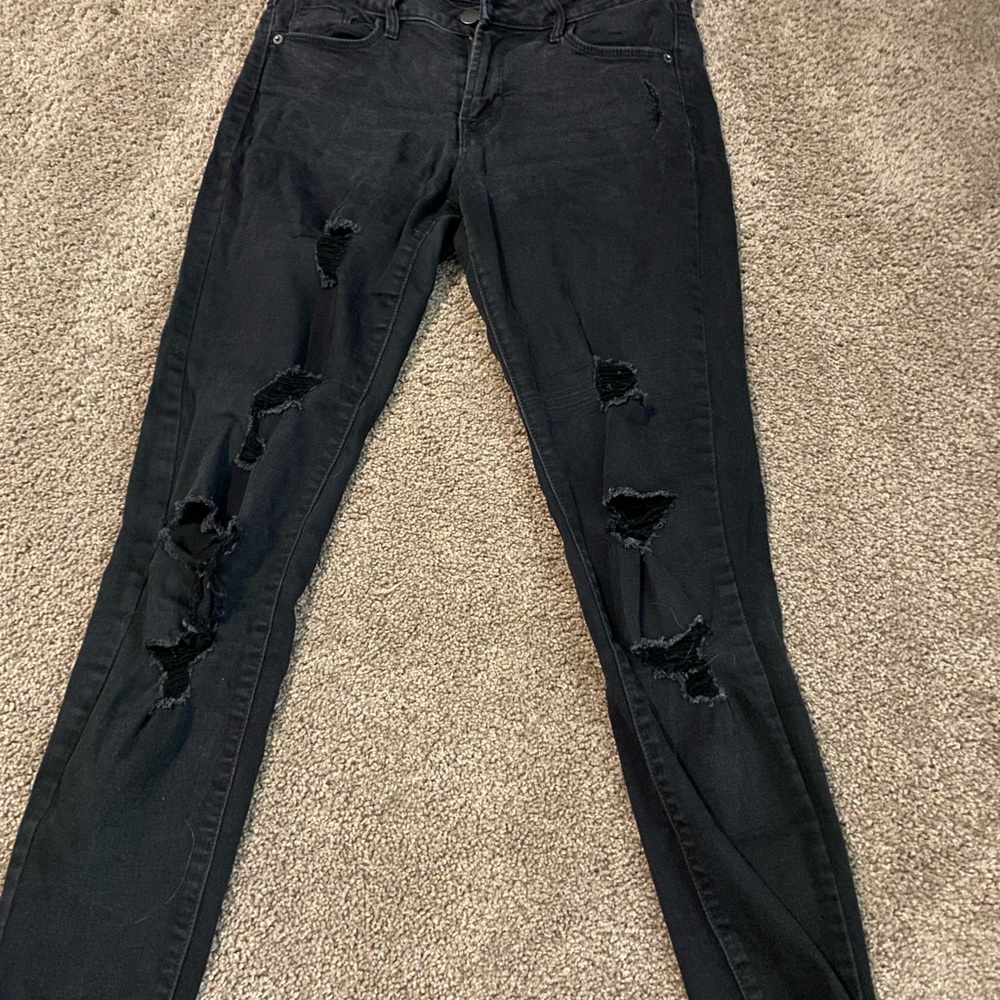 High Waisted Ripped Black Jeans